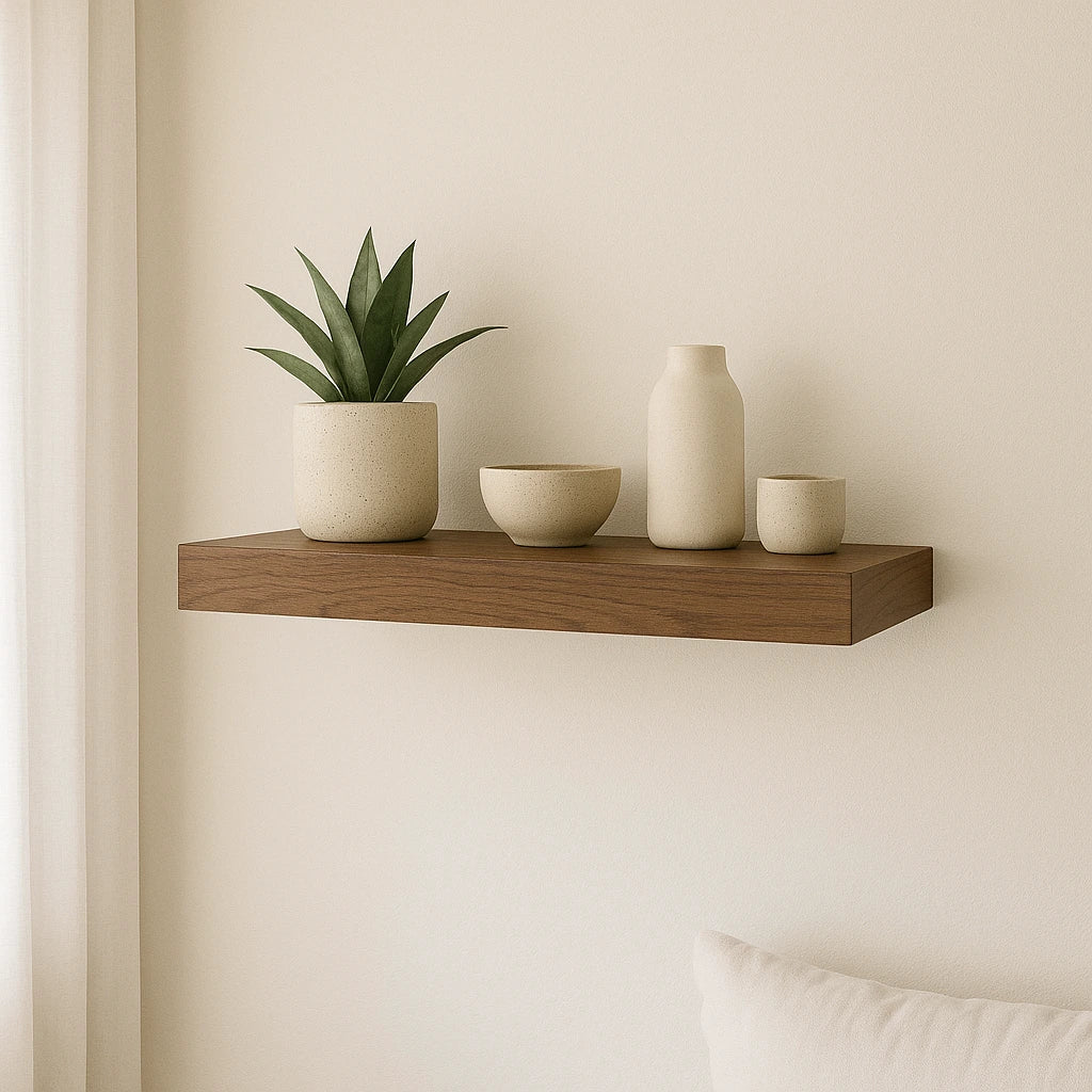 White oak custom floating shelves
